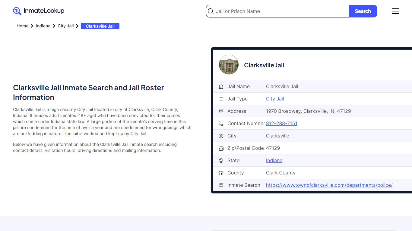 Clarksville Jail Inmate Search and Jail Roster Information - Inmate Lookup